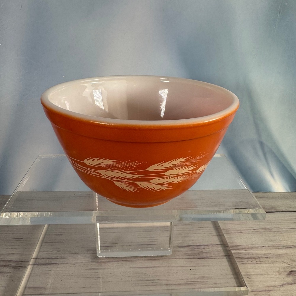Pyrex Mixing Bowl 401 750ml Orange Autumn Harvest Wheat Vintage MCM Kitchenware
